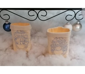 Stickserie ITH - Schneemann Redwork Lichtbeutel